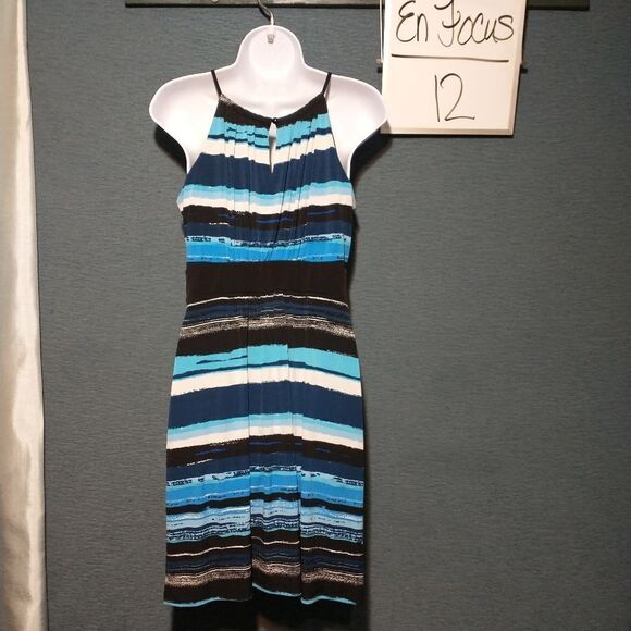 focus sleeveless silky stretchy striped midi dress 12 - Picture 3 of 4